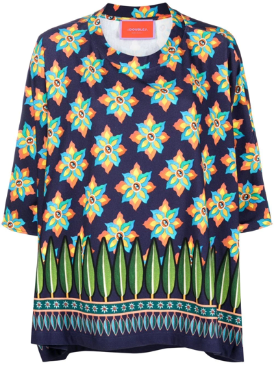 La Doublej Meditation Graphic-print Tunic In Blau