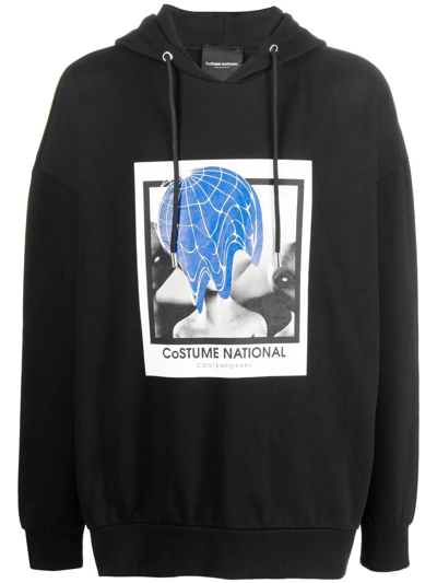 Costume National Contemporary Graphic-print Pullover Hoodie In Black