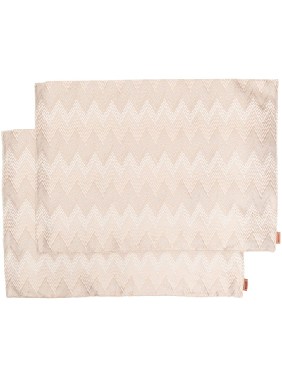 Missoni Diagonal Stripe-pattern Table Cloth Set Of 2 In Neutrals