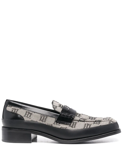 Misbhv Monogram-print Penny Loafers In Grey