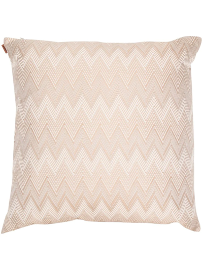 Missoni Zig-zag Embroidered Cushion In Neutrals