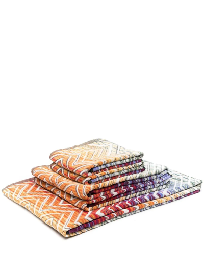 Missoni Zig-zag Print Towel Set In Orange