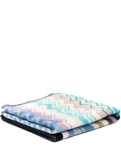 Missoni Zig-zag Print Bath Towel In Blue