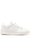 Pinko White Sneakers In Calf Leather And Rubber With Contrast Inserts Love Birds Logo Customization Carved