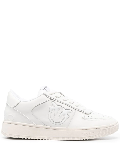 Pinko White Trainers In Calf Leather And Rubber With Contrast Inserts Love Birds Logo Customization Carved