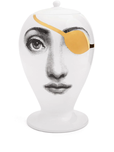 Fornasetti Vase Pirata In White/black/gold