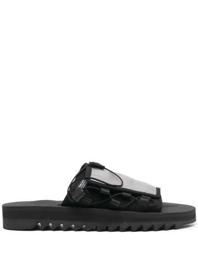 Suicoke Side Lace-up Detail Sandals In Black