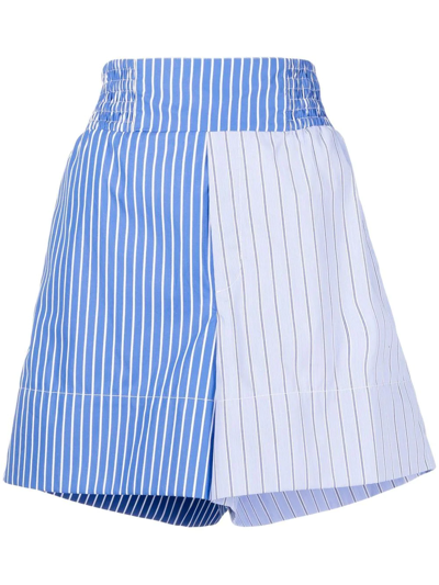 Colville Two-tone Striped Cotton Shorts In Blue