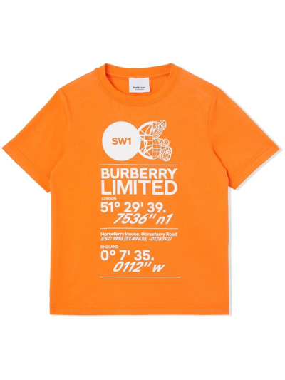 Burberry Kids Montage Print T-shirt (3-14 Years) In Bright Orange