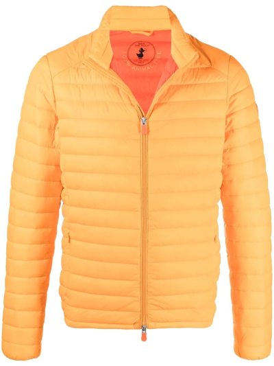Save The Duck Zipped Padded Jacket In Orange
