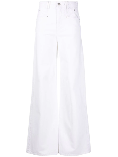 Isabel Marant Women White Denim Lemony Flared Leg Jeans