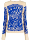 Stella Mccartney Graphic-print Long-sleeve Top In Nude