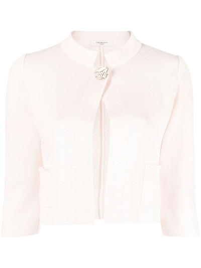 Charlott Single-button Three Quarter Sleeves Cardigan In Pink