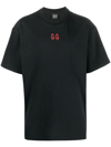 44 Label Group Black T-shirt With Contrasting Logo In Multicolor