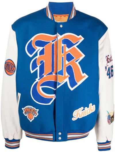 Jeff Hamilton Knicks-print Detail Bomber Jacket In Blue