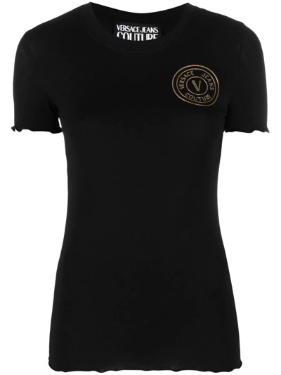 Versace Jeans Couture Logo-embroidered T-shirt In Black
