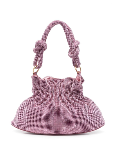 Cult Gaia Mini Bara Rhinestone Mesh Shoulder Bag In Shell Pink/silver