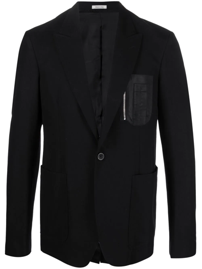 Alexander Mcqueen Chest Zip-pocket Detail Blazer In Nero