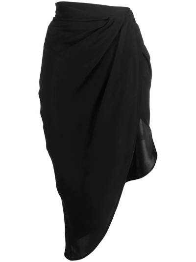 Gauge81 Paita Draped Asymmetric Silk Skirt In Black