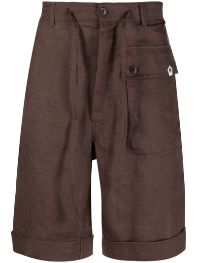 Gabriele Pasini Linen Cargo Shorts In Brown