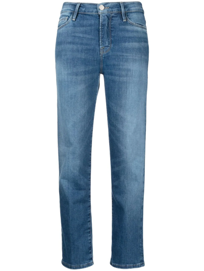 Frame High-waisted Straight-leg Jeans In Blau
