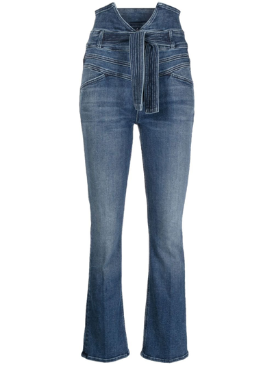 Mother High-waisted Tie Jeans In Blue