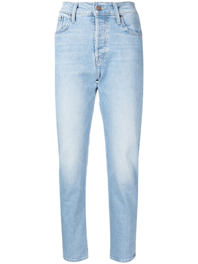 Mother High-waisted Straight Jeans In Blau