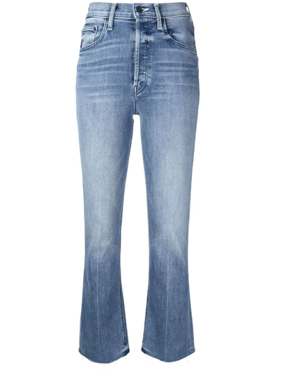 Mother High-waisted Cropped Flared Jeans In Denim