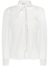 Red Valentino Point D'esprit Long-sleeved Blouse In Weiss
