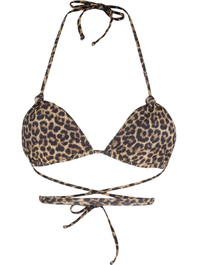 Matinee Leopard-print Triangle-cup Bikini Top In Brown