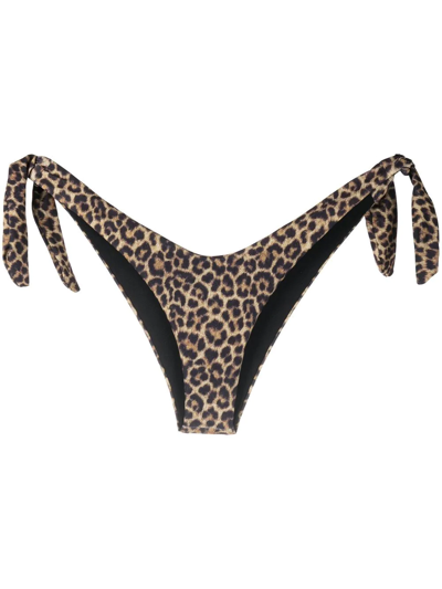 Matinee Nadine Leopard-print Tied Bikini Briefs In Braun