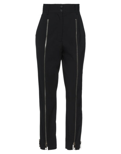 DOLCE & GABBANA DOLCE & GABBANA WOMAN PANTS BLACK SIZE 12 VIRGIN WOOL, ELASTANE