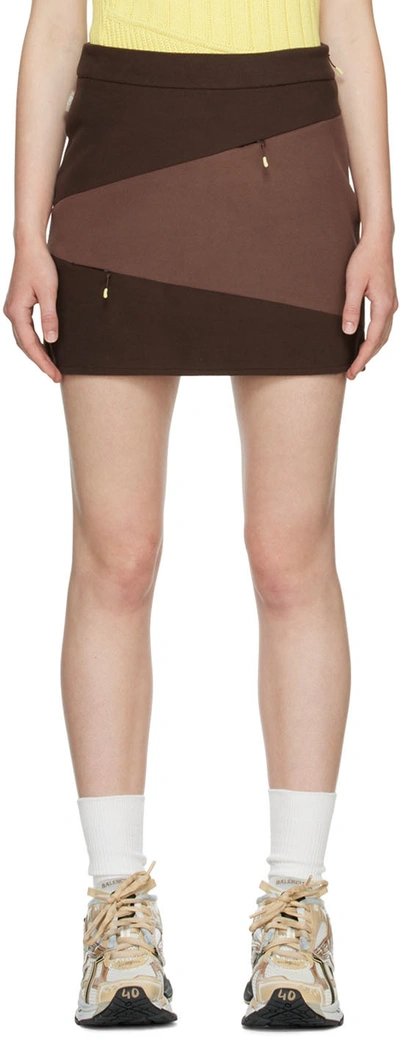 Danielle Cathari Brown Cotton Mini Skirt In 7379 Two-toned Brown