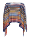 Missoni Multicolor Cape With Boat Neckline And All-over Zig-zag Motif In Viscose Woman In Blue