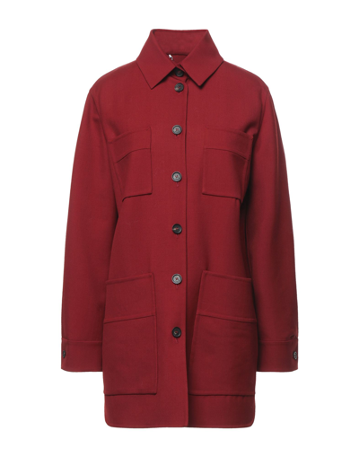 Ferragamo Overcoats In Brick Red