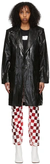 Mm6 Maison Margiela Black Faux-leather Coat In 966 Black