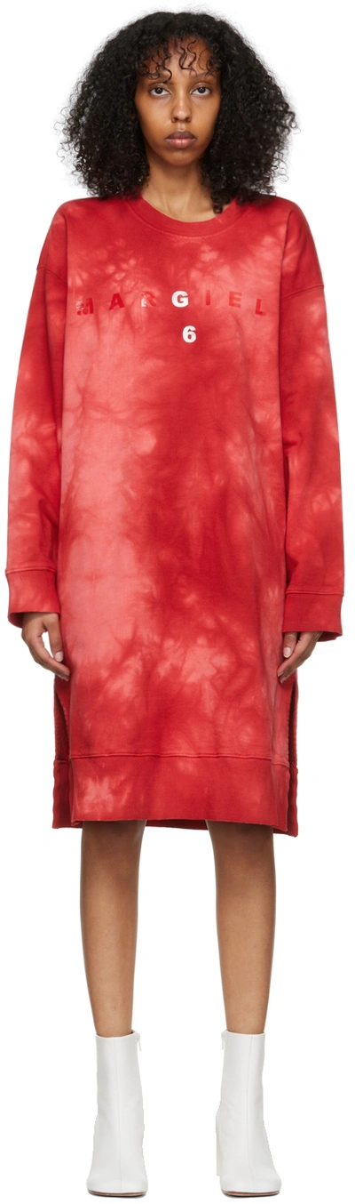 Mm6 Maison Margiela Red Cotton Mini Dress In 965 Red