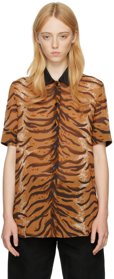 Jil Sander Animal-print Short-sleeve Shirt In 240 Open Brown