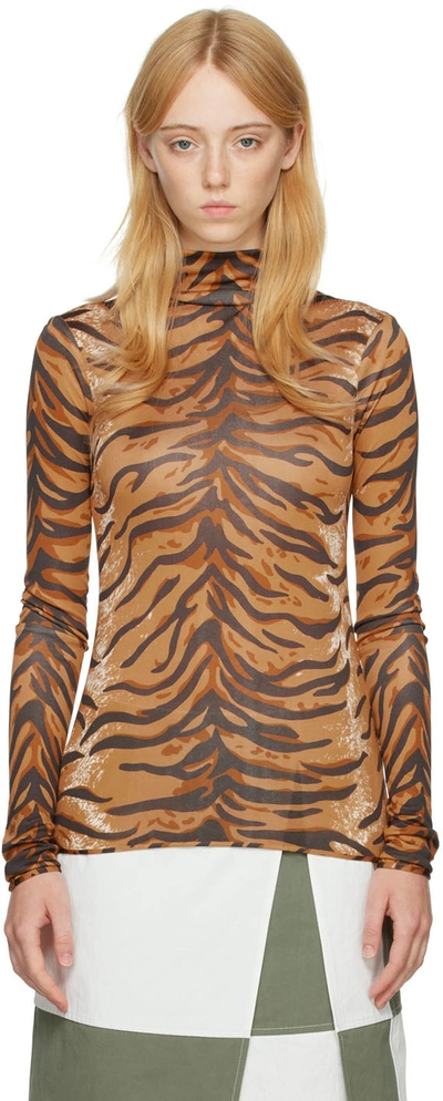 Jil Sander Orange Silk Turtleneck In 240 Open Brown