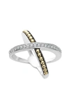 Lagos 18k Gold And Sterling Silver X Ring With Diamonds In Silver/ Gold/ Diamond