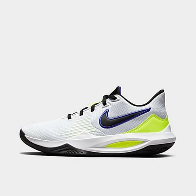 Nike Men's Precision 5 Basketball Shoes In White/black/barely Volt/volt/indigo Burst
