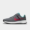 Nike Little Kids' Revolution 6 Flyease Running Shoes In Smoke Grey/siren Red/washed Teal