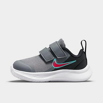 Nike Babies'  Kids' Toddler Star Runner 3 Hook-and-loop Running Shoes In Smoke Grey/siren Red/black/washed Teal