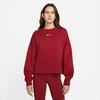 Nike Women's Sportswear Collection Essentials Oversized Fleece Crewneck Sweatshirt In Pomegranate/white
