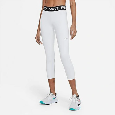 Nike Women's Pro 365 Mid-rise Crop Leggings In White/black/black