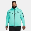 Nike Men's Sportswear Tech Fleece Taped Full-zip Hoodie In Washed Teal/black/black