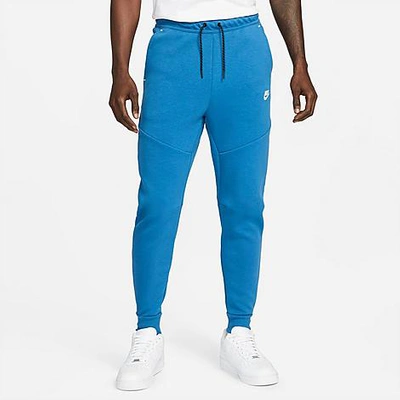 Nike Tech Fleece Taped Jogger Pants In Dark Marina Blue/light Bone