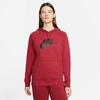 Nike Women's Sportswear Essential Fleece Pullover Hoodie In Pomegranate/black