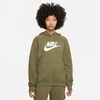 Nike Women's Sportswear Essential Fleece Pullover Hoodie In Medium Olive/white