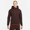 Nike Men's Sportswear Tech Fleece Ribbed Hoodie In Brown Basalt/black